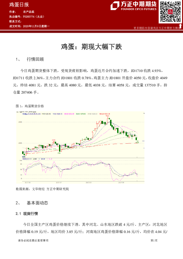 鸡蛋日报：期现大幅下跌