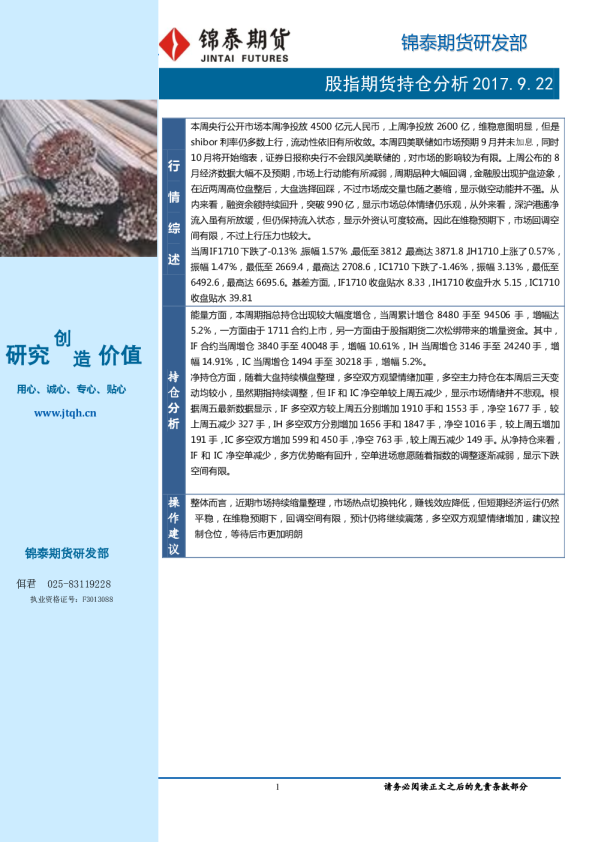 股指期货持仓分析