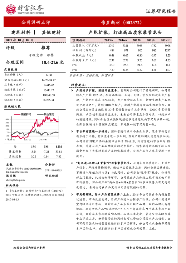 产能扩张，打造高品质家装管龙头