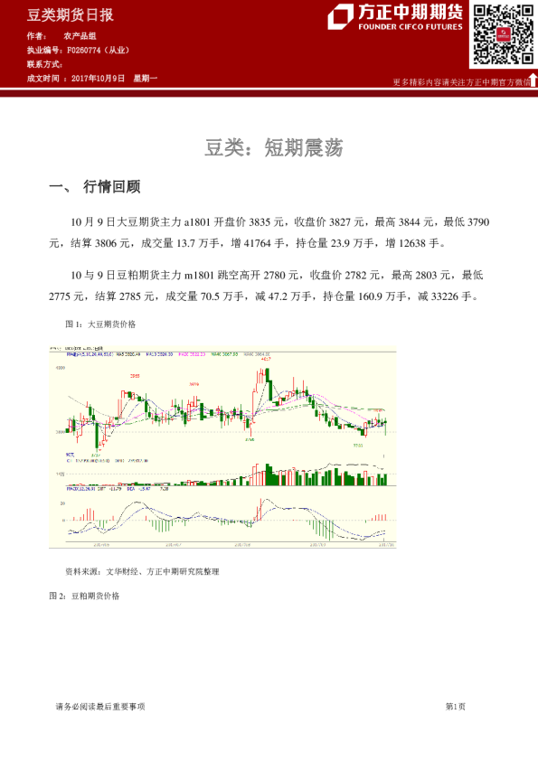 豆类期货日报：短期震荡