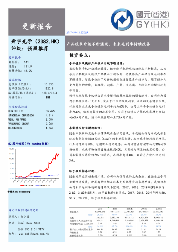 产品技术升级不断涌现，未来毛利率持续改善