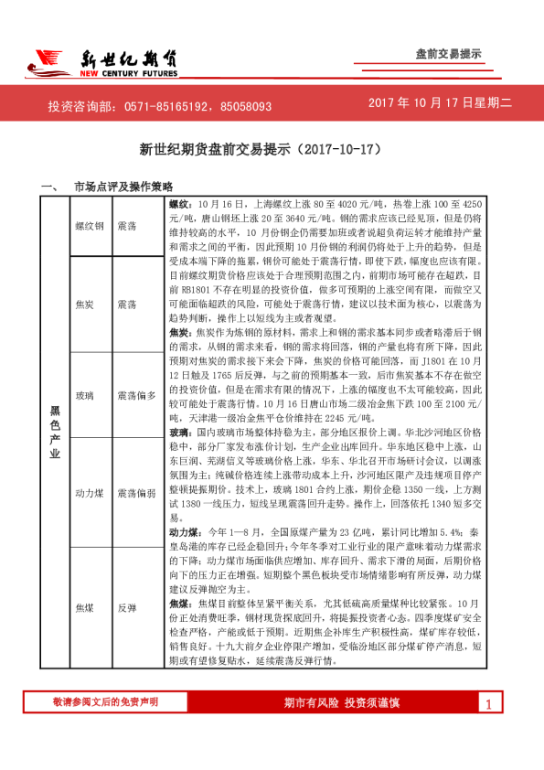盘前交易提示