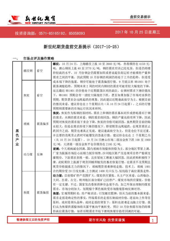 盘前交易提示