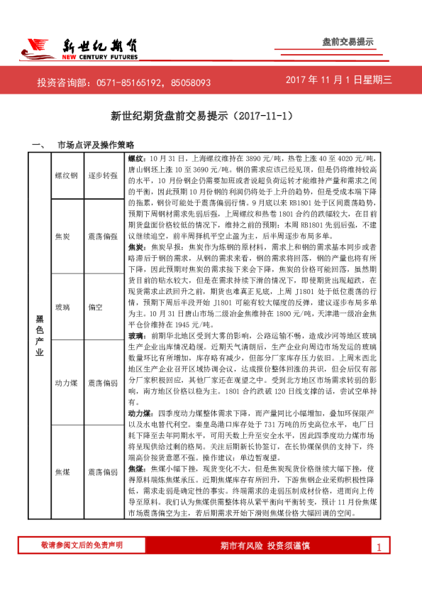 盘前交易提示