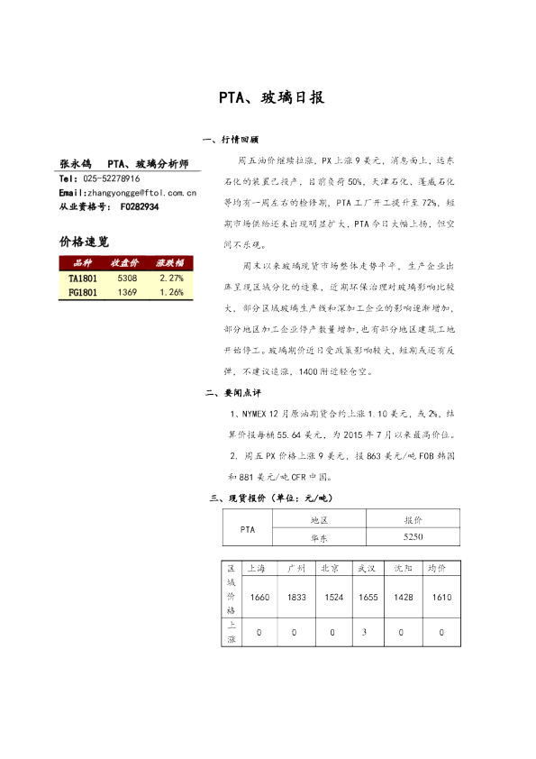 PTA、玻璃日报