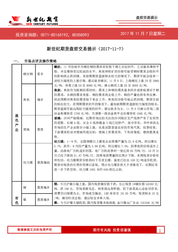 盘前交易提示