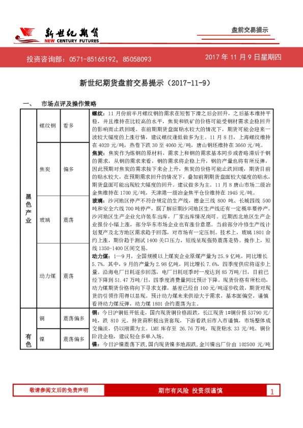 盘前交易提示