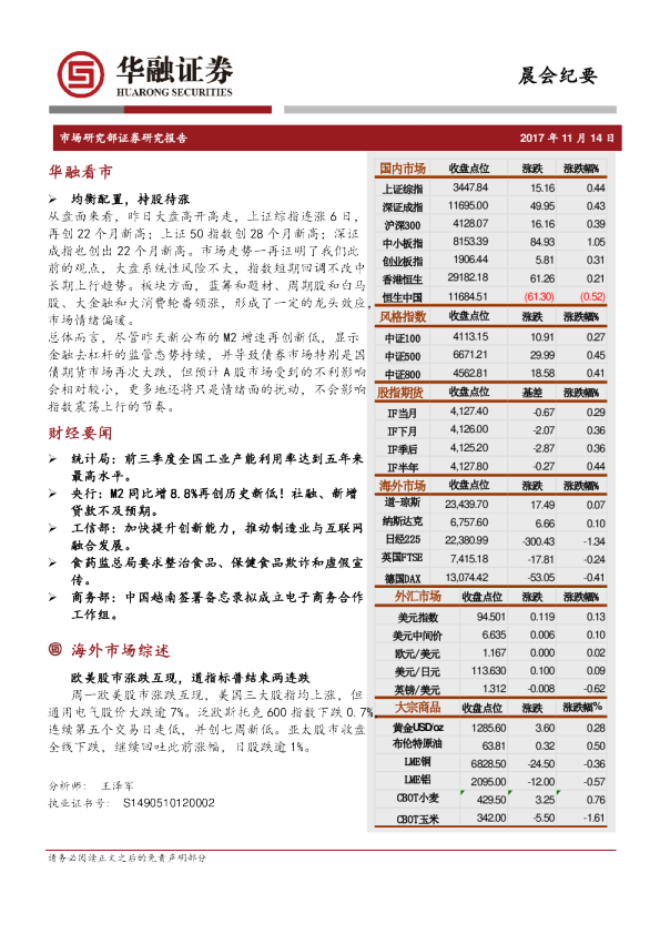 晨会纪要
