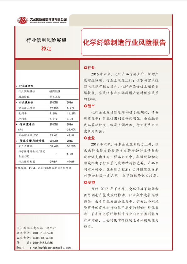 化学纤维制造行业风险报告