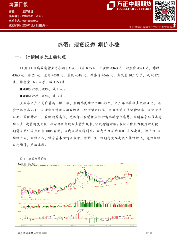 鸡蛋日报：现货反弹 期价小涨