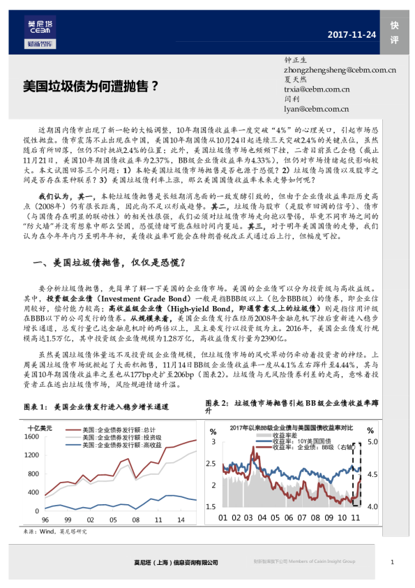 宏观快评：美国垃圾债为何遭抛售？