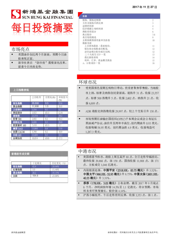 新鸿基每日投资摘要