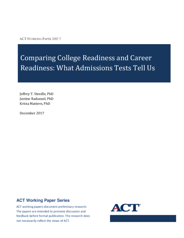 Comparing College Readiness and Career Readiness: What Admissions Tests Tell Us