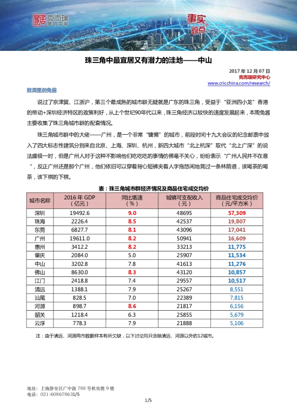 大数据 | 珠三角中最宜居又有潜力的洼地——中山