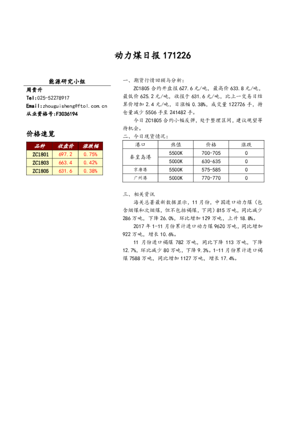 动力煤日报 
