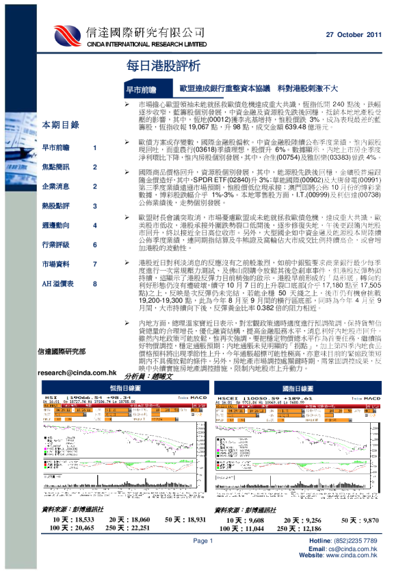 每日港股评析
