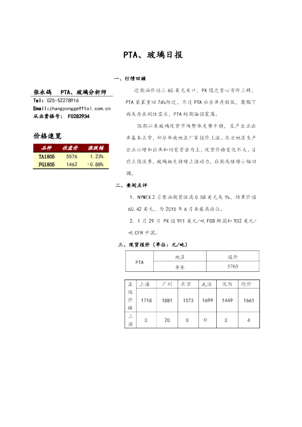 PTA、玻璃日报