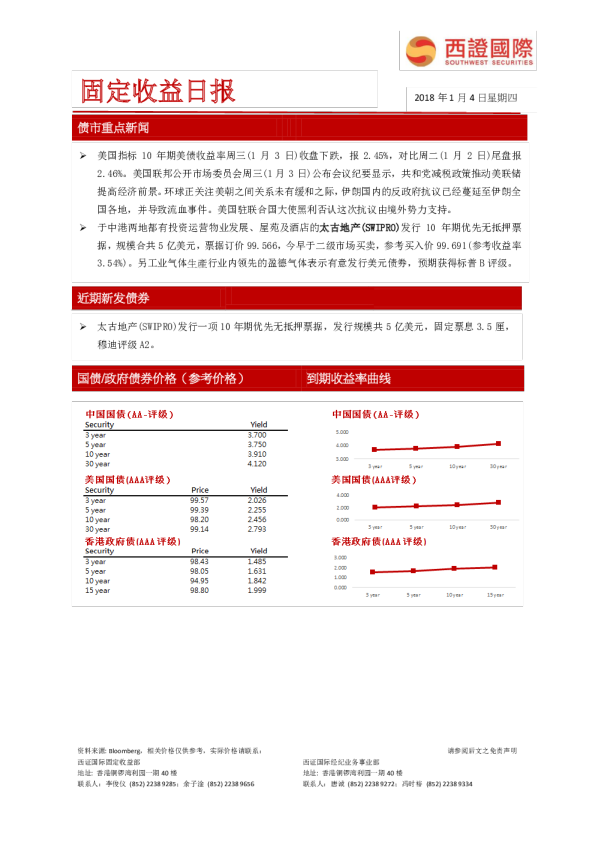 西证国际固定收益日报