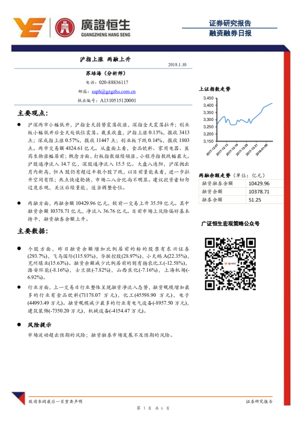 融资融券日报：沪指上涨 两融上升