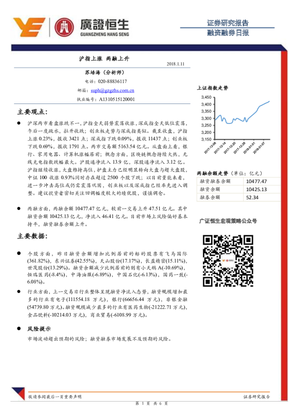 融资融券日报：沪指上涨 两融上升