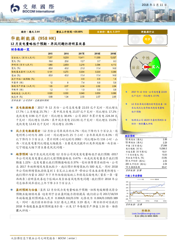12月发电量略低于预期，弃风问题仍将明显改善