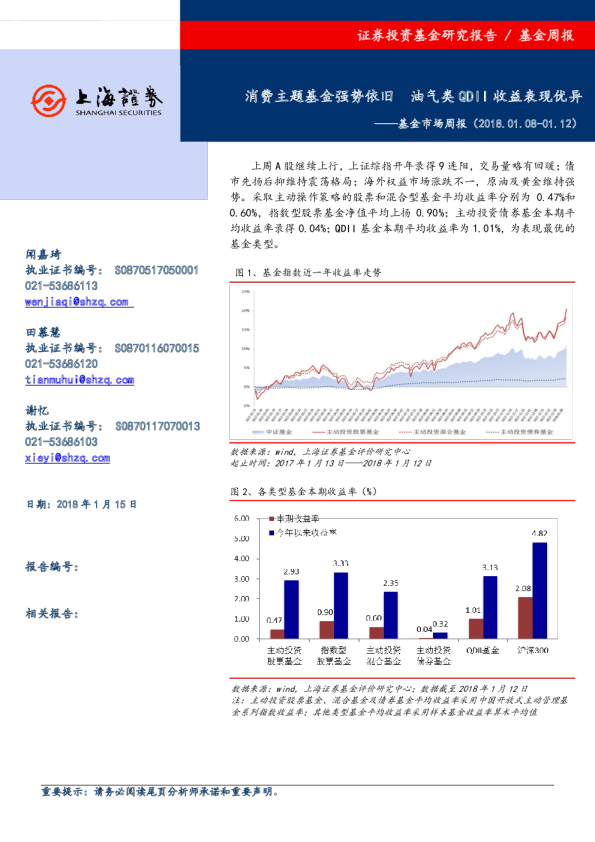 基金市场周报：消费主题基金强势依旧 油气类QDII收益表现优异
