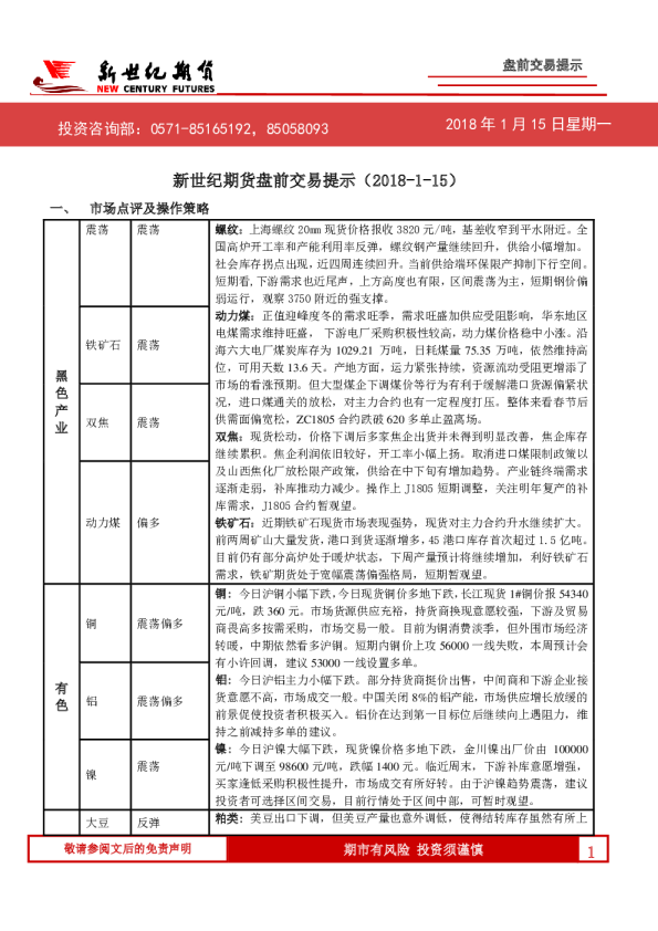 盘前交易提示