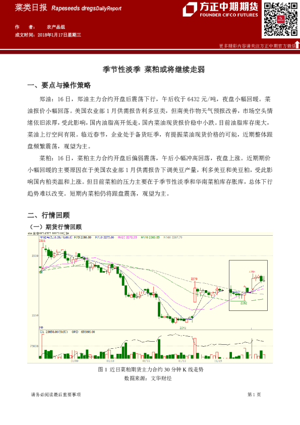 菜类日报：季节性淡季,菜粕或将继续走弱