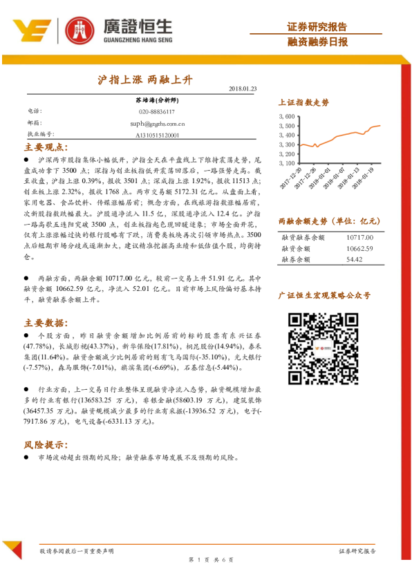 融资融券日报：沪指上涨 两融上升