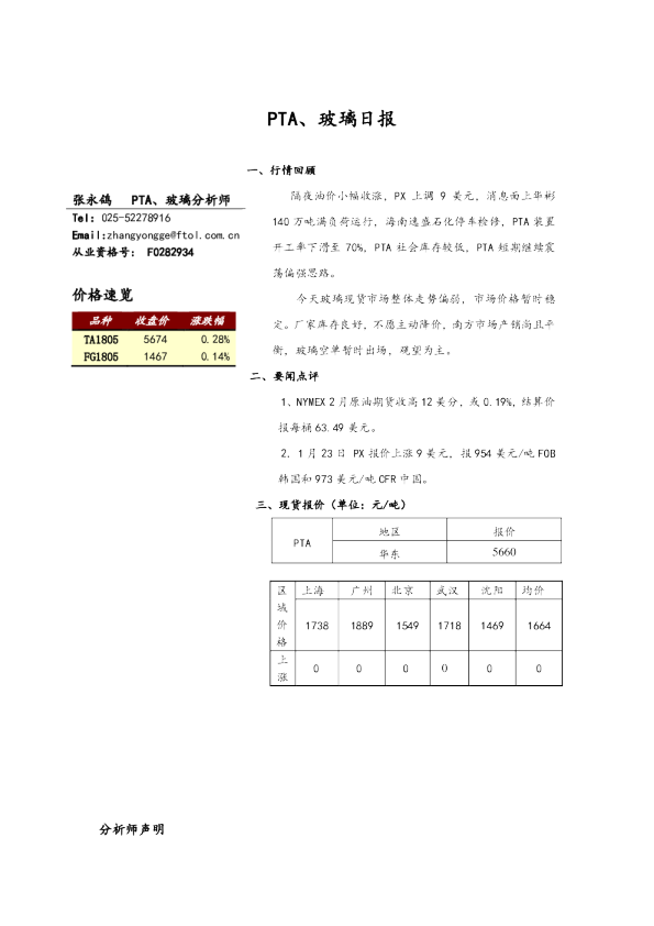 PTA、玻璃日报