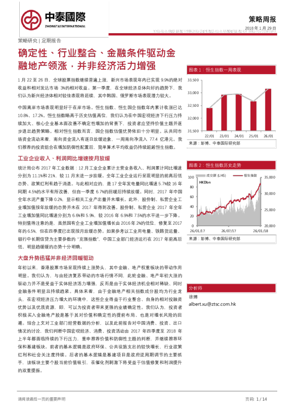 策略周报：确定性、行业整合、金融条件驱动金确定性、行业整合、金融条件驱动金