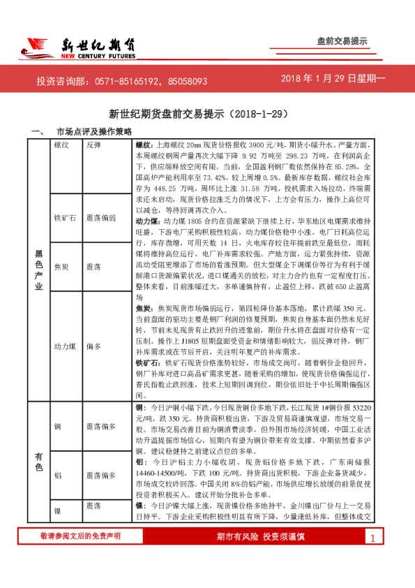 盘前交易提示