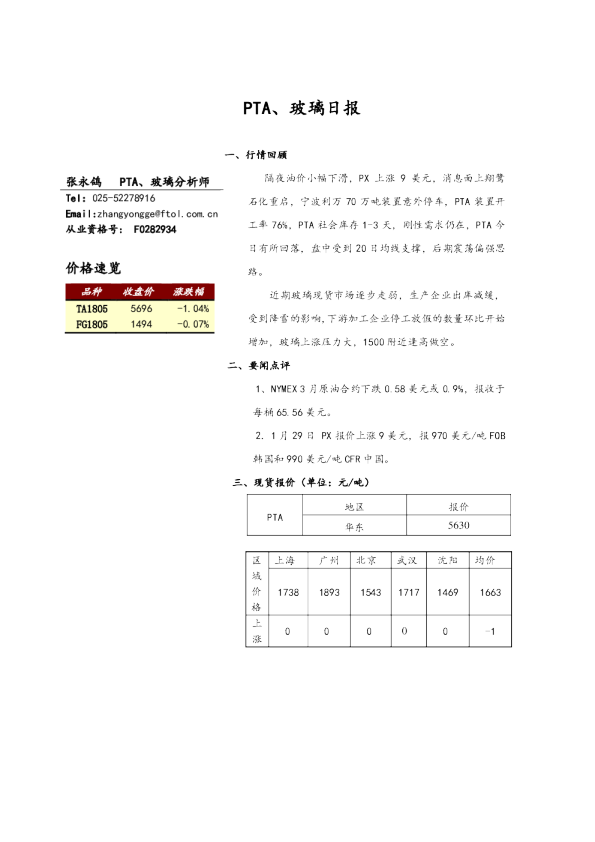 PTA、玻璃日报