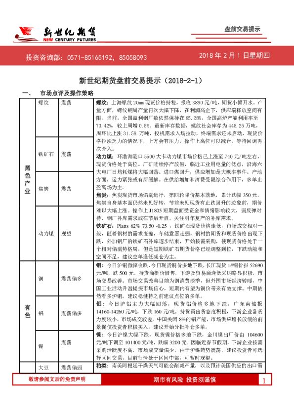 盘前交易提示