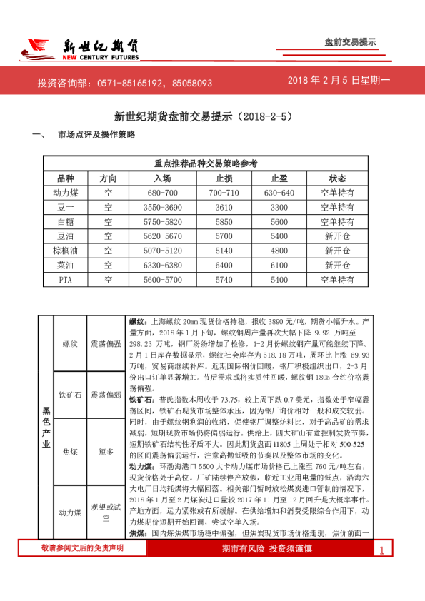 盘前交易提示