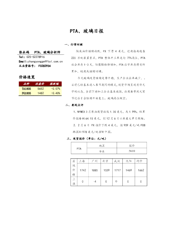PTA、玻璃日报