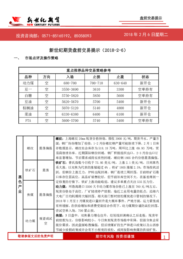 盘前交易提示