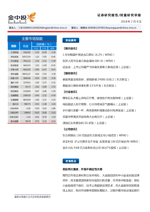 中投证券财富研究早报