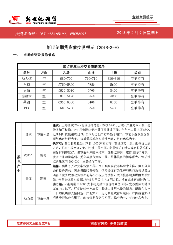 盘前交易提示