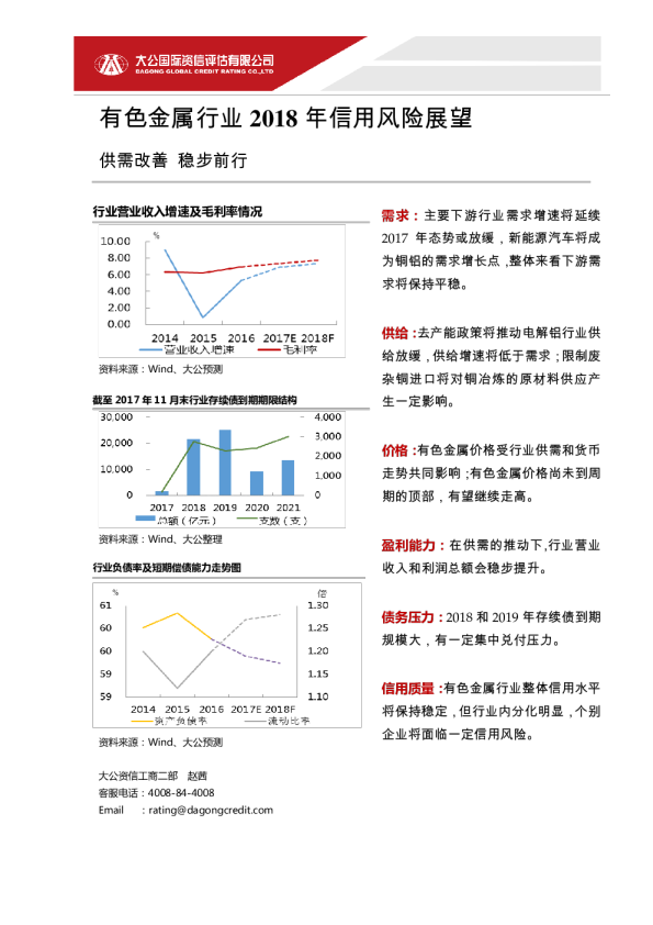 有色金属行业2018年信用风险展望