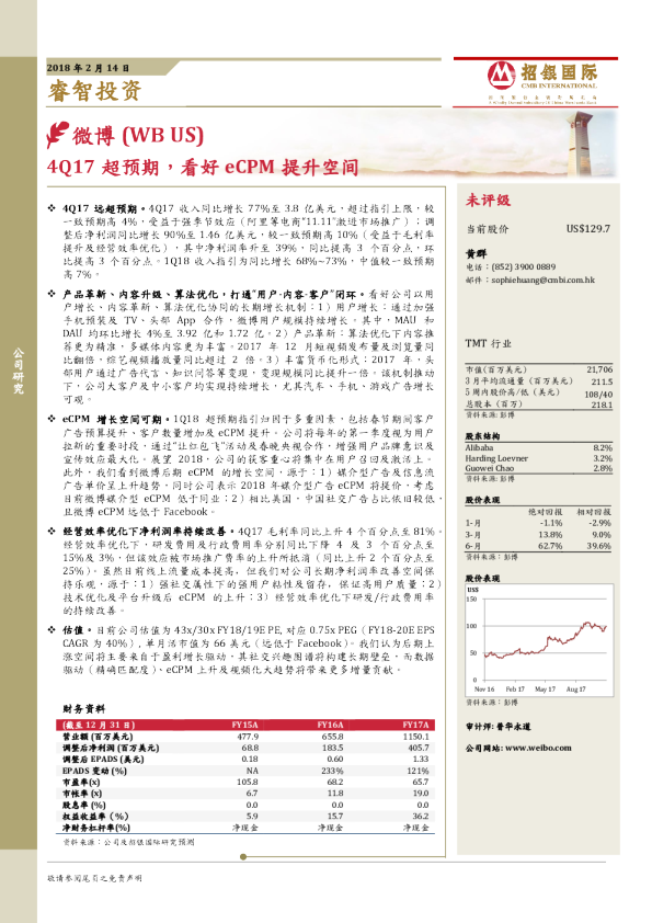 4Q17超预期，看好eCPM提升空间