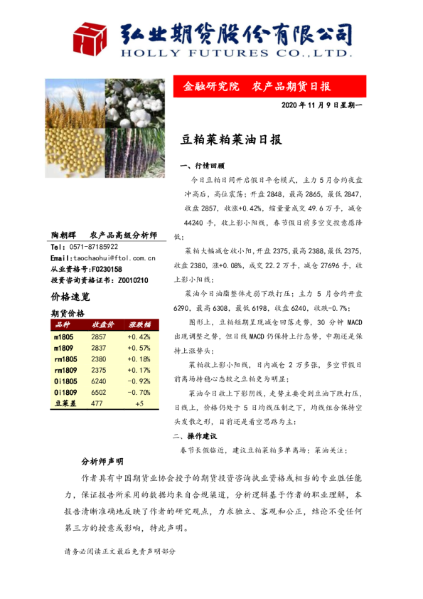 豆粕菜粕菜油日报
