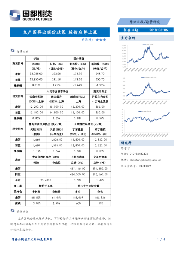 原油日报：主产国再出提价政策 胶价应势上涨