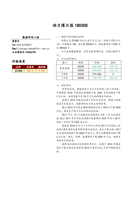 动力煤日报