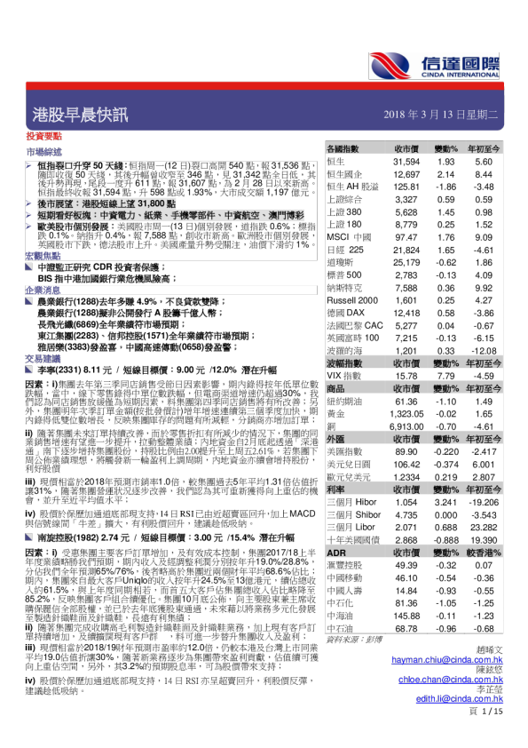 信达国际港股早晨快讯