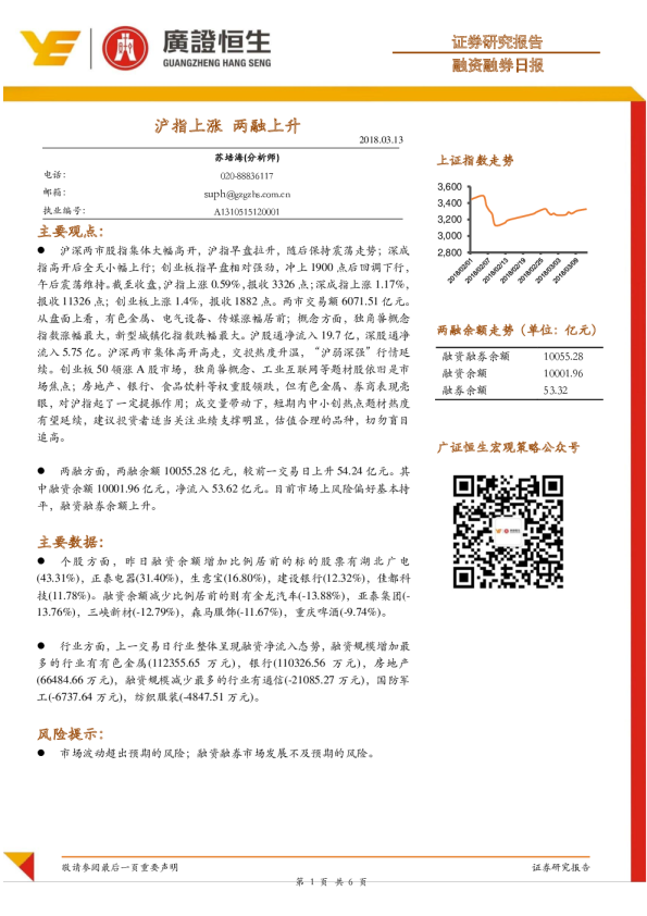 融资融券日报：沪指上涨，两融上升
