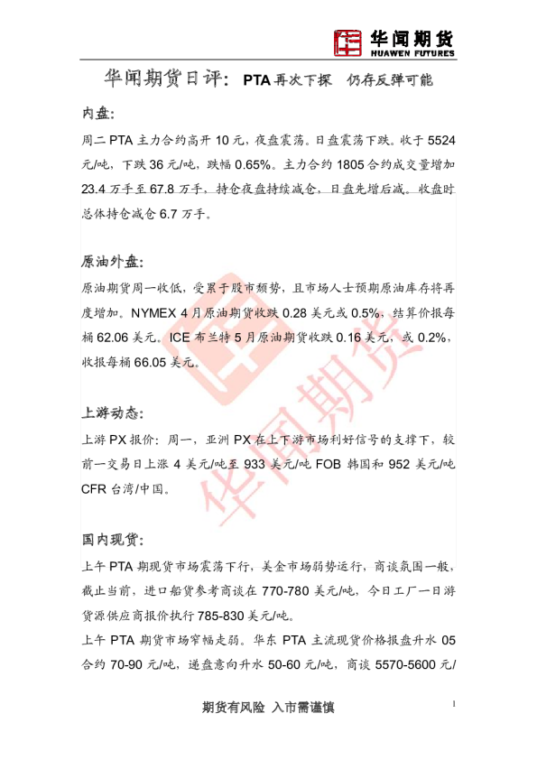 PTA再次下探 仍存反弹可能
