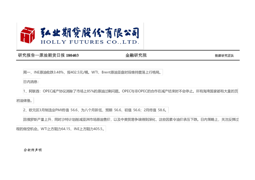 原油期货日报