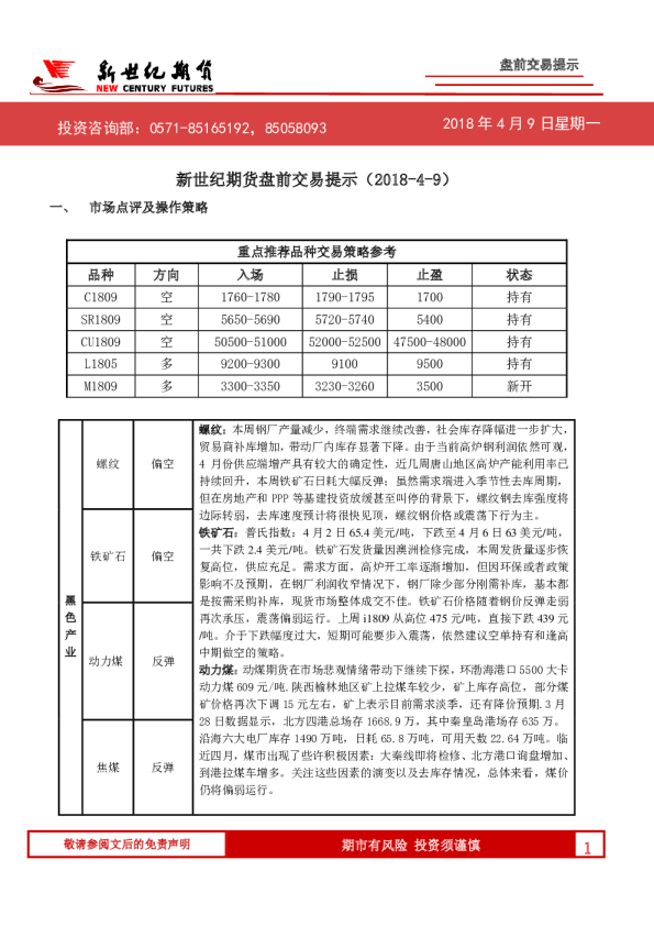 盘前交易提示