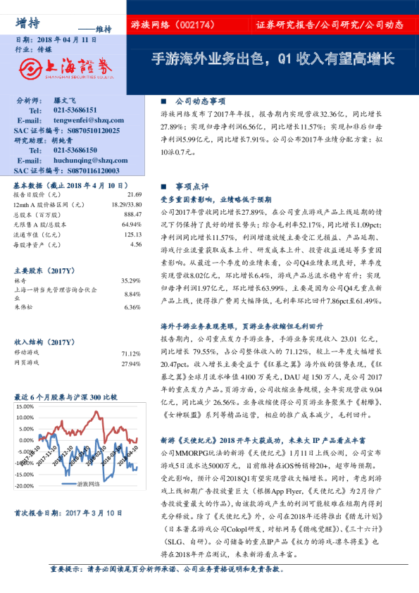 手游海外业务出色，Q1收入有望高增长